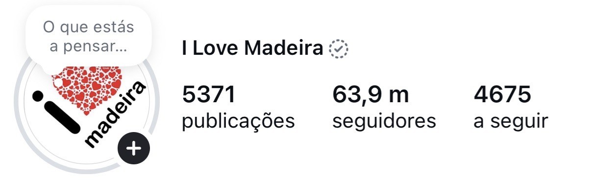 Print: a conta I Love Madeira tem 63,9 mil seguidores